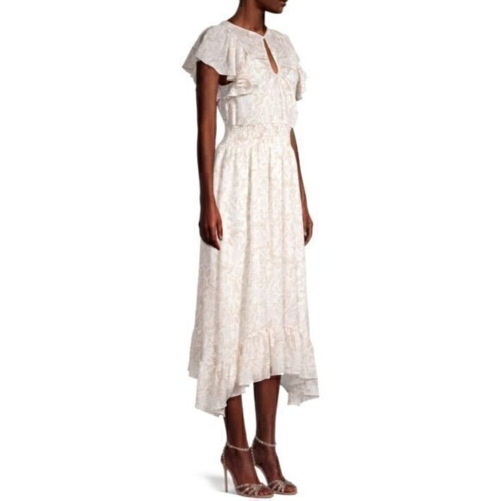 Rebecca Taylor Silk Blend Zadie Smocked Midi Dress Size 2